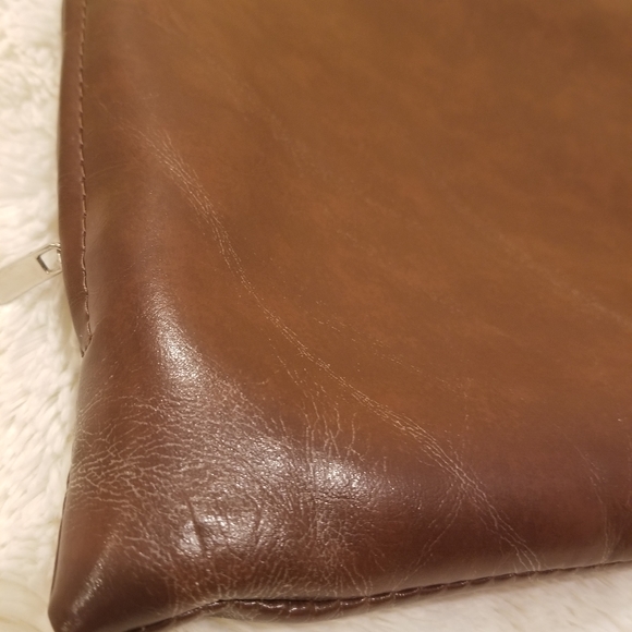 Faux Vegan Leather Decorative 6 brown pillow covers, 12×20 - Picture 3 of 7